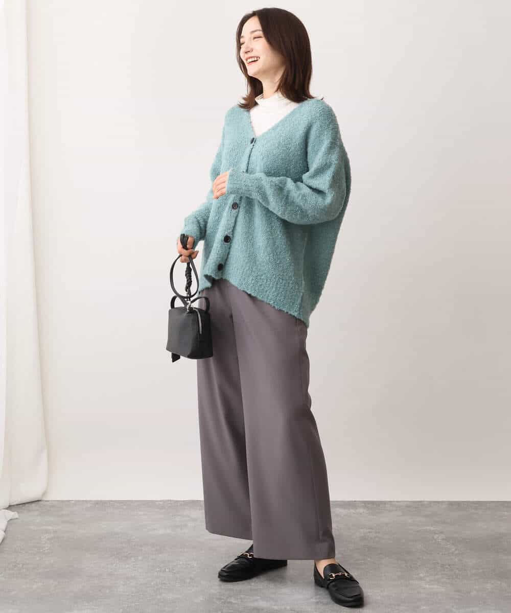 FKLAV42160 MK MICHEL KLEIN(MK ミッシェルクラン) ウールライクツイルワイドパンツ/洗える ライトブルー