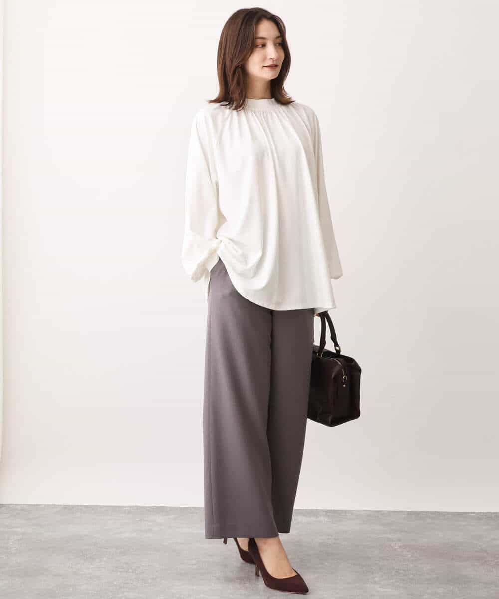 FKLAV42160 MK MICHEL KLEIN(MK ミッシェルクラン) ウールライクツイルワイドパンツ/洗える ライトブルー