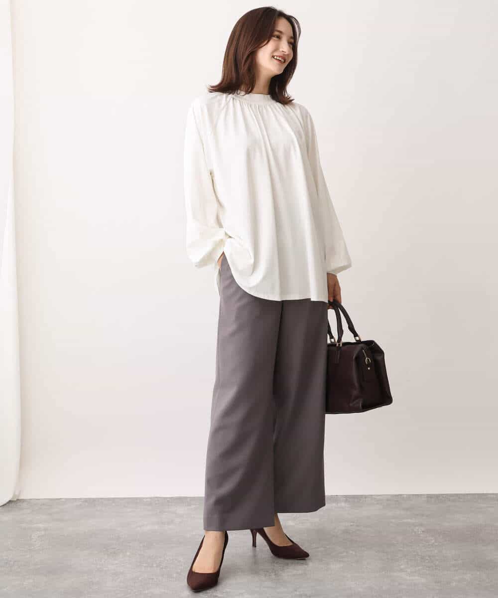 FKLAV42160 MK MICHEL KLEIN(MK ミッシェルクラン) ウールライクツイルワイドパンツ/洗える ライトブルー