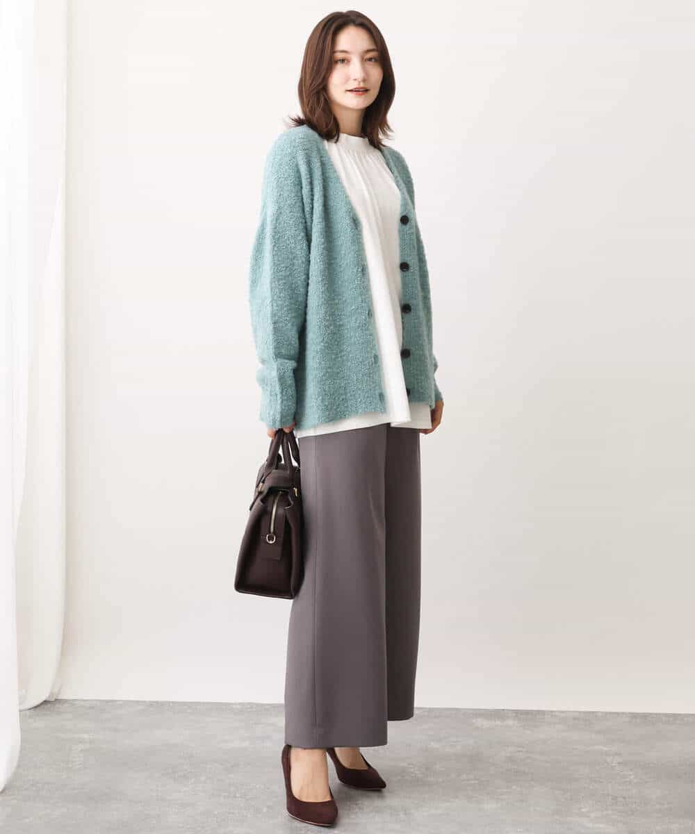 FKLAV42160 MK MICHEL KLEIN(MK ミッシェルクラン) ウールライクツイルワイドパンツ/洗える ライトブルー