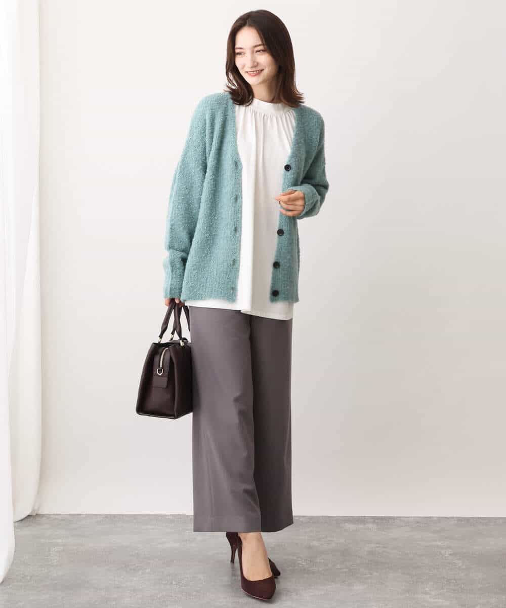 FKLAV42160 MK MICHEL KLEIN(MK ミッシェルクラン) ウールライクツイルワイドパンツ/洗える ライトブルー
