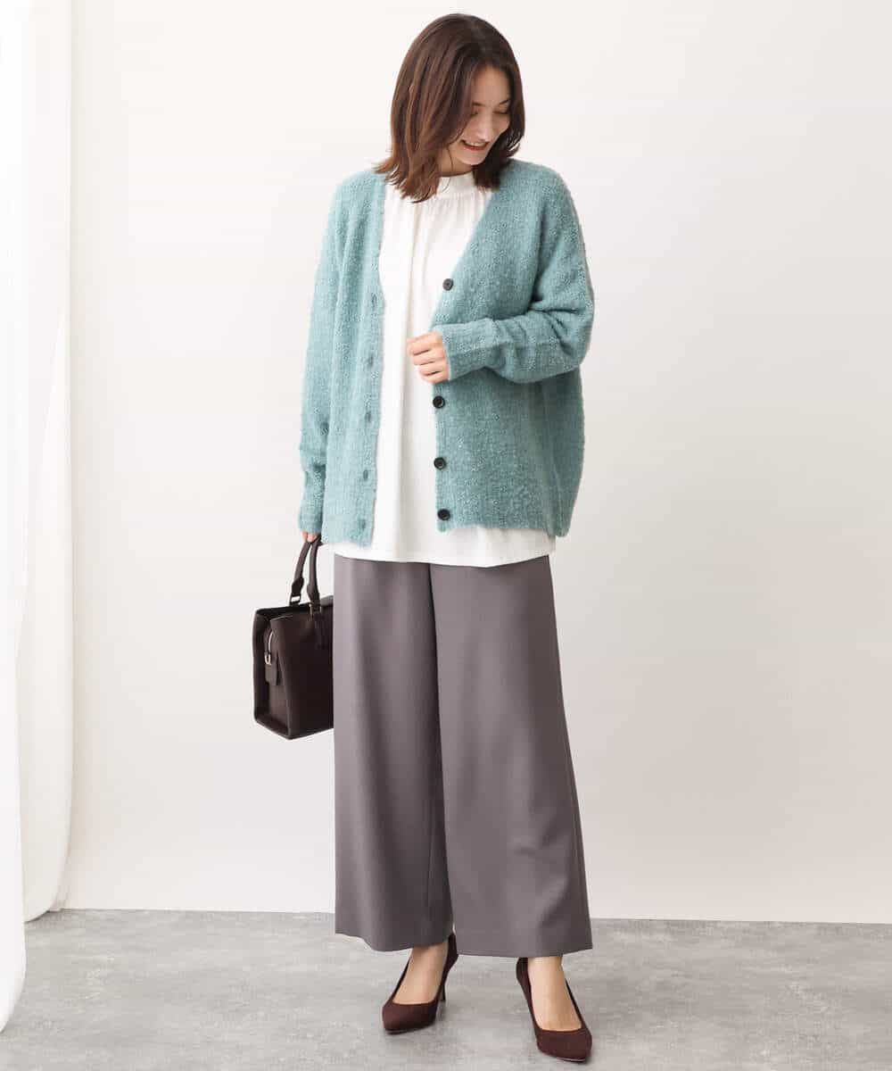 FKLAV42160 MK MICHEL KLEIN(MK ミッシェルクラン) ウールライクツイルワイドパンツ/洗える ライトブルー