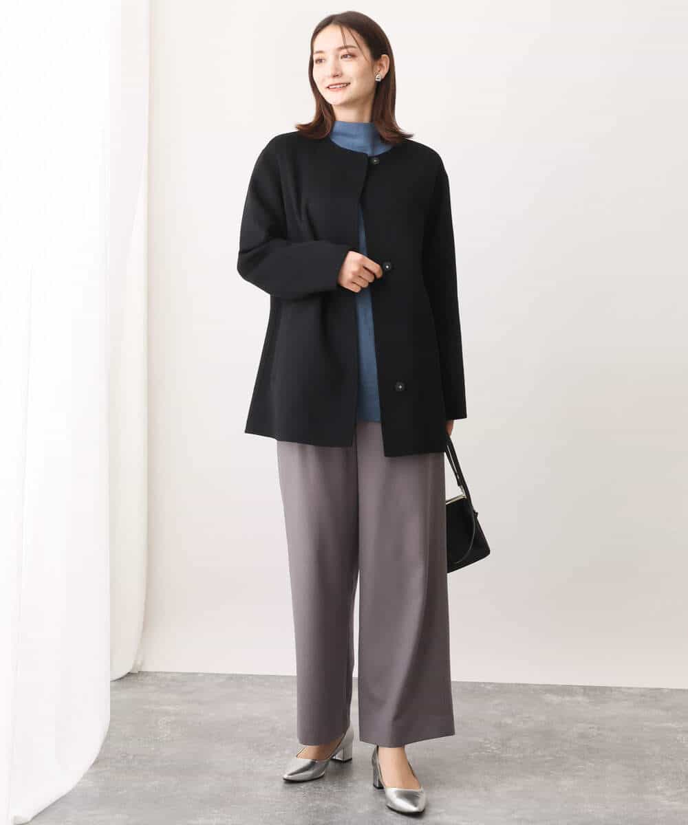 FKLAV42160 MK MICHEL KLEIN(MK ミッシェルクラン) ウールライクツイルワイドパンツ/洗える ライトブルー