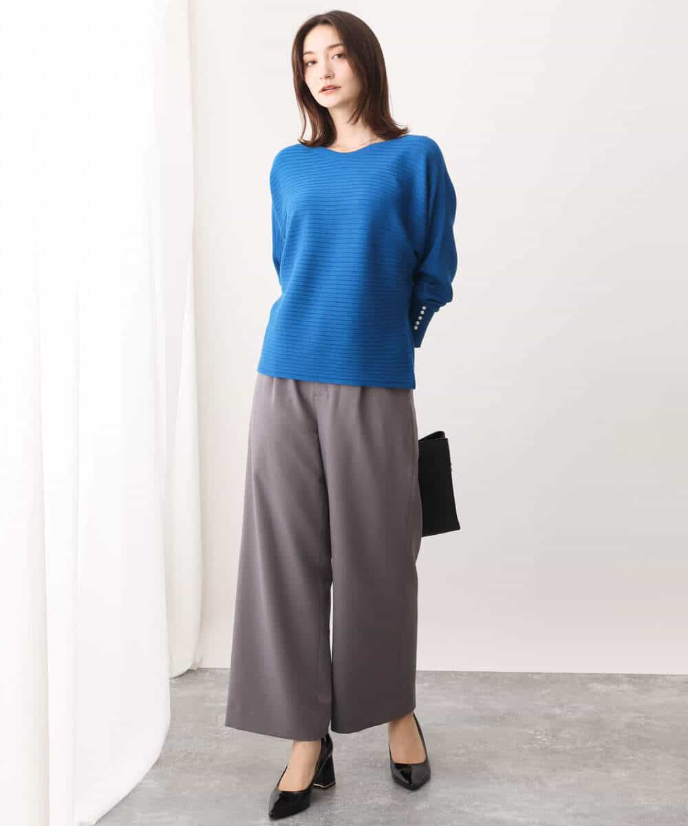 FKLAV42160 MK MICHEL KLEIN(MK ミッシェルクラン) ウールライクツイルワイドパンツ/洗える ライトブルー