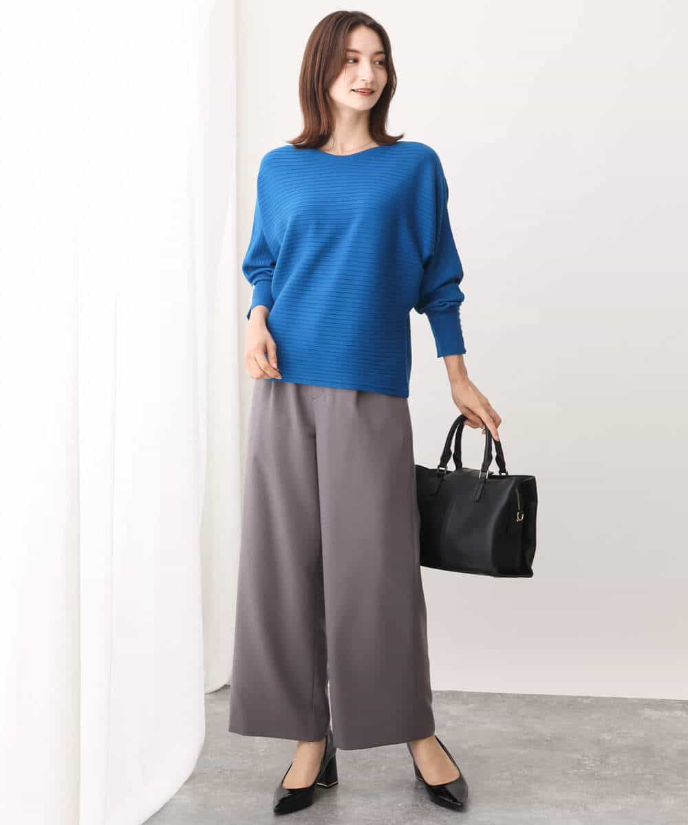 FKLAV42160 MK MICHEL KLEIN(MK ミッシェルクラン) ウールライクツイルワイドパンツ/洗える ライトブルー