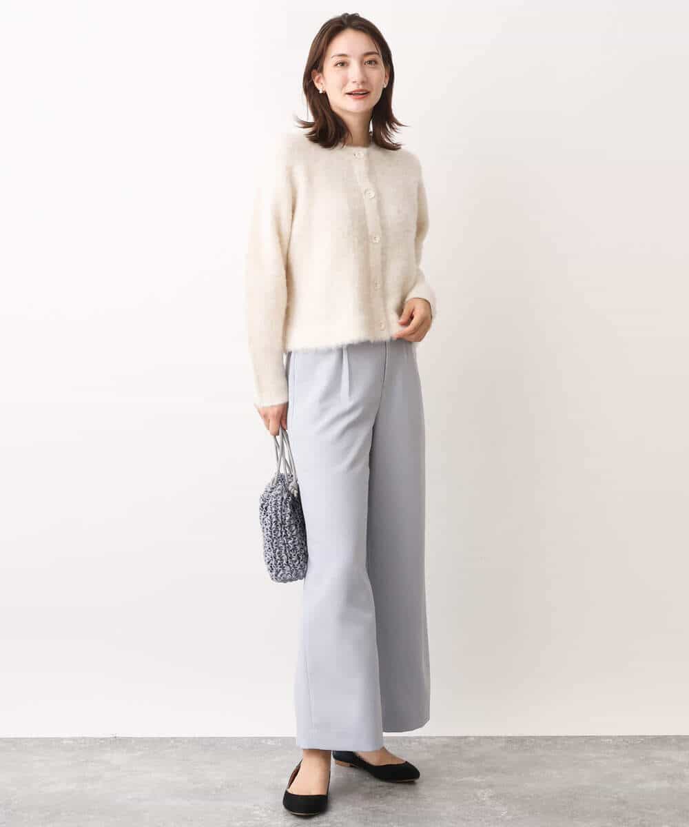 FKLAV42160 MK MICHEL KLEIN(MK ミッシェルクラン) ウールライクツイルワイドパンツ/洗える ライトブルー