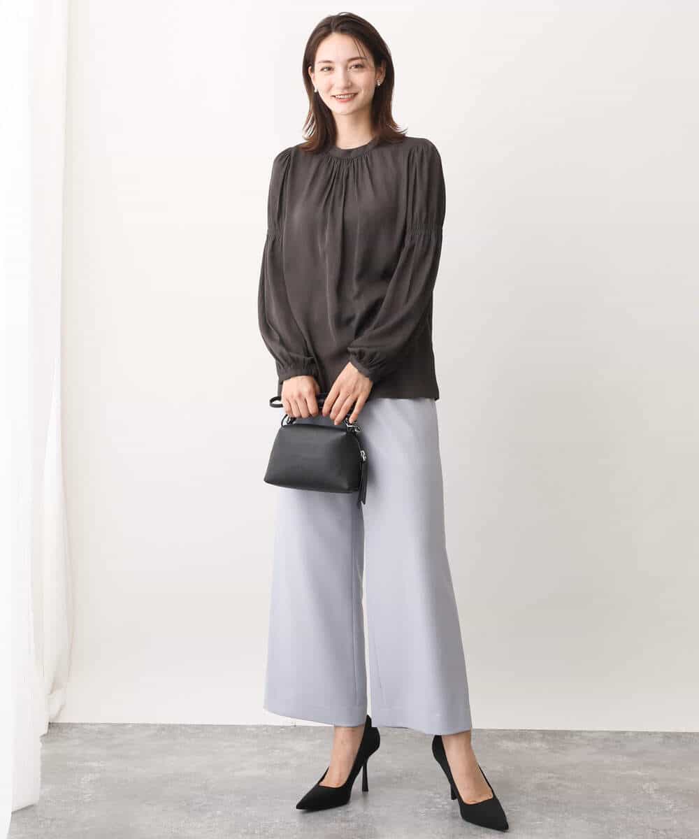 FKLAV42160 MK MICHEL KLEIN(MK ミッシェルクラン) ウールライクツイルワイドパンツ/洗える ライトブルー