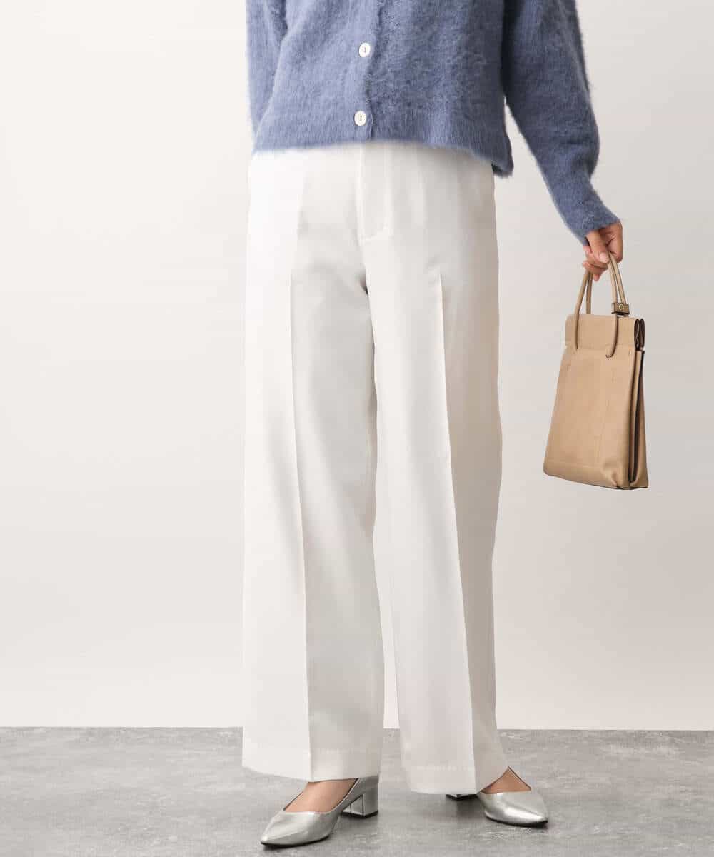 FKLAV46160 MK MICHEL KLEIN(MK ミッシェルクラン) パウダーツイルストレッチワイドパンツ/洗える モカ
