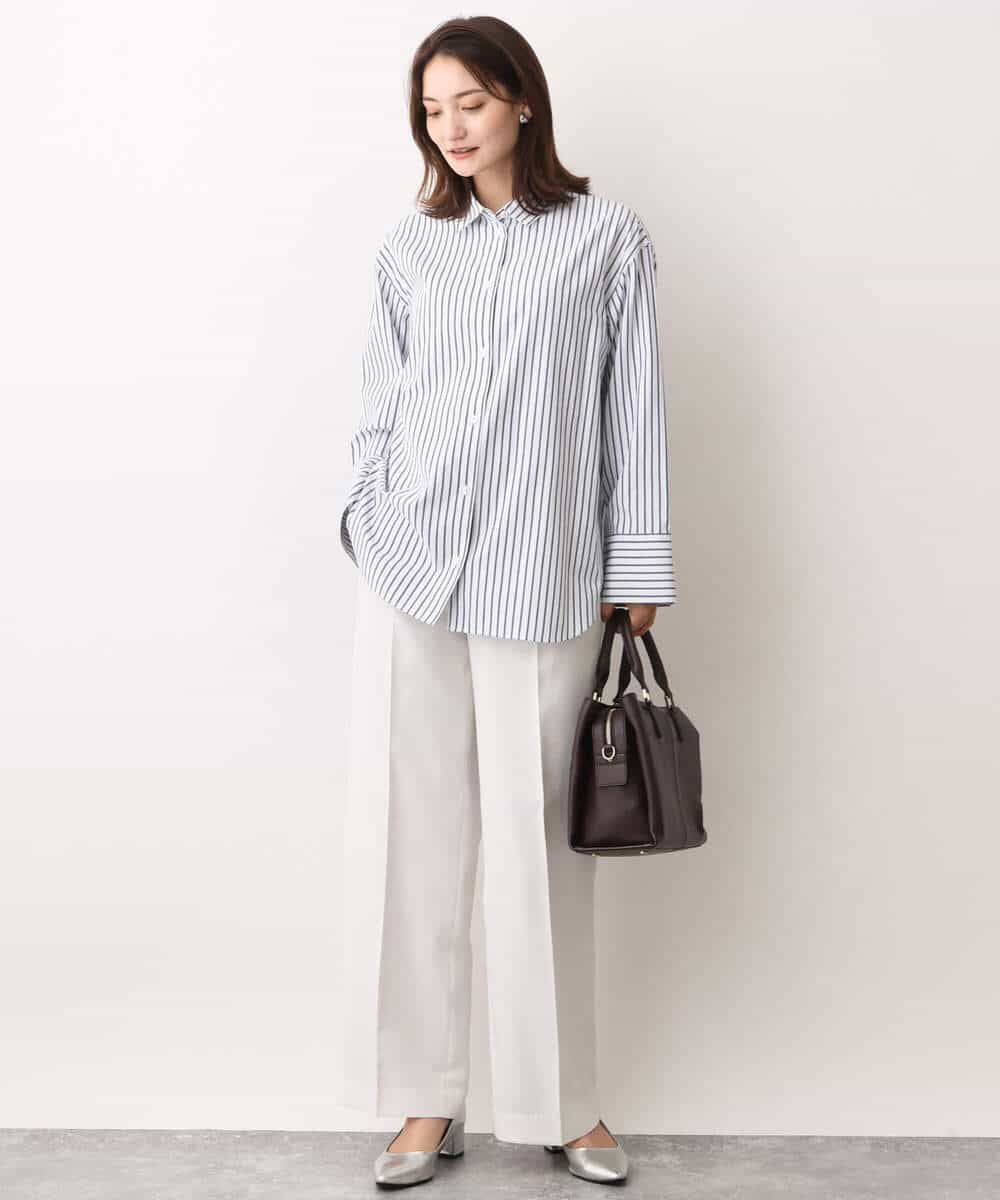 FKLAV46160 MK MICHEL KLEIN(MK ミッシェルクラン) パウダーツイルストレッチワイドパンツ/洗える モカ