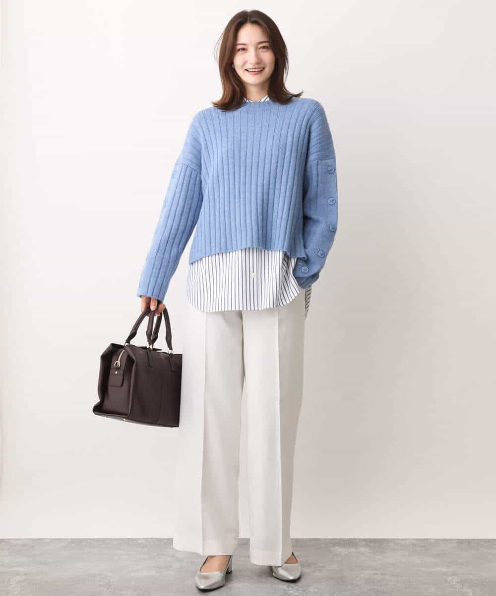 FKLAV46160 MK MICHEL KLEIN(MK ミッシェルクラン) パウダーツイルストレッチワイドパンツ/洗える モカ