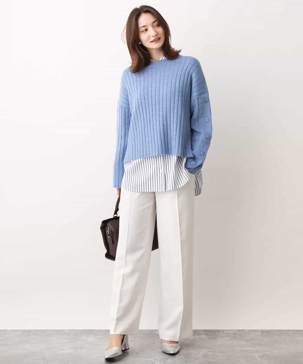FKLAV46160 MK MICHEL KLEIN(MK ミッシェルクラン) パウダーツイルストレッチワイドパンツ/洗える モカ