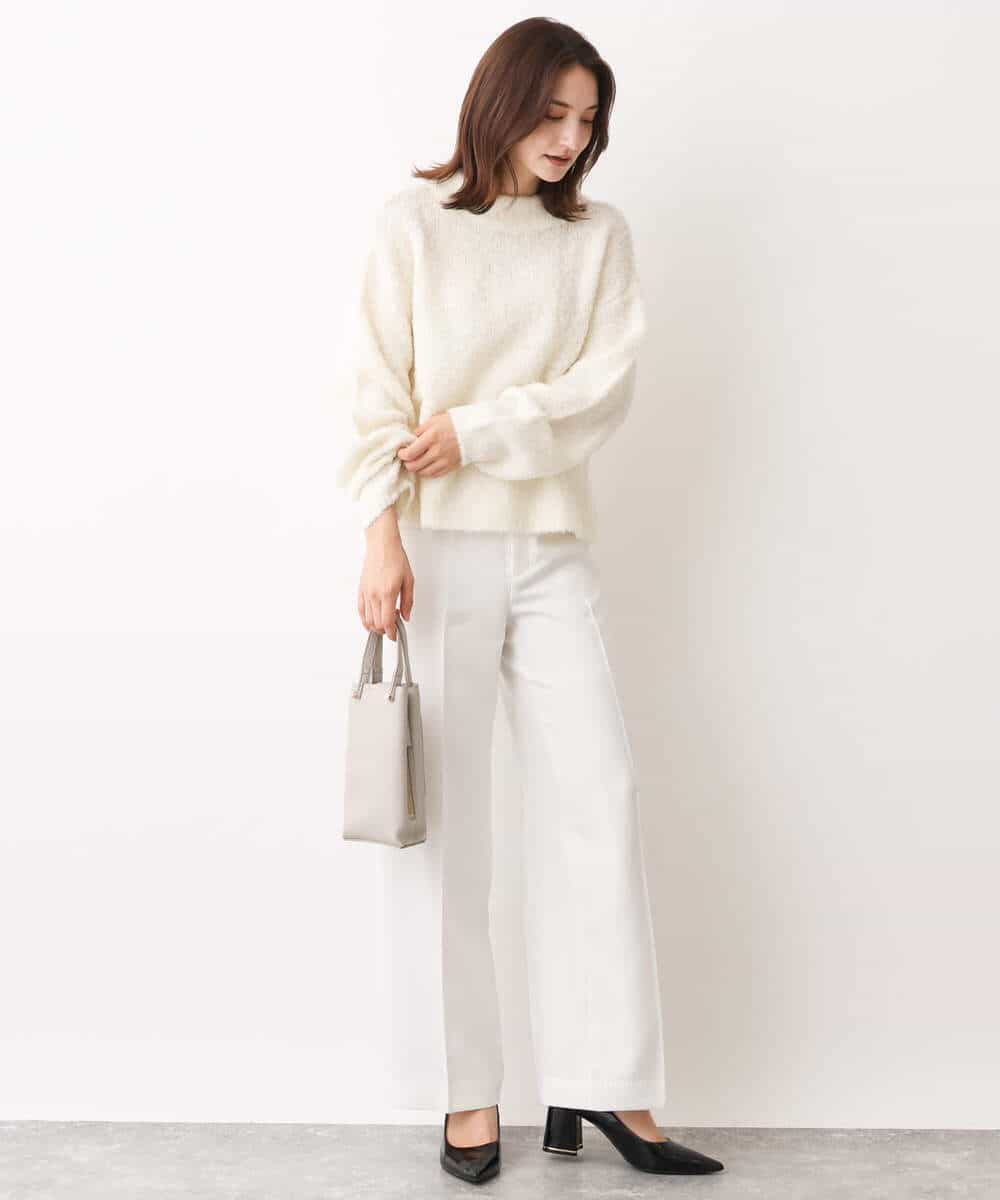 FKLAV46160 MK MICHEL KLEIN(MK ミッシェルクラン) パウダーツイルストレッチワイドパンツ/洗える モカ