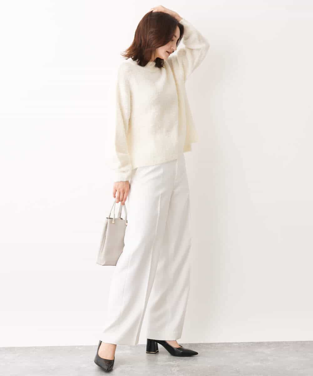 FKLAV46160 MK MICHEL KLEIN(MK ミッシェルクラン) パウダーツイルストレッチワイドパンツ/洗える モカ