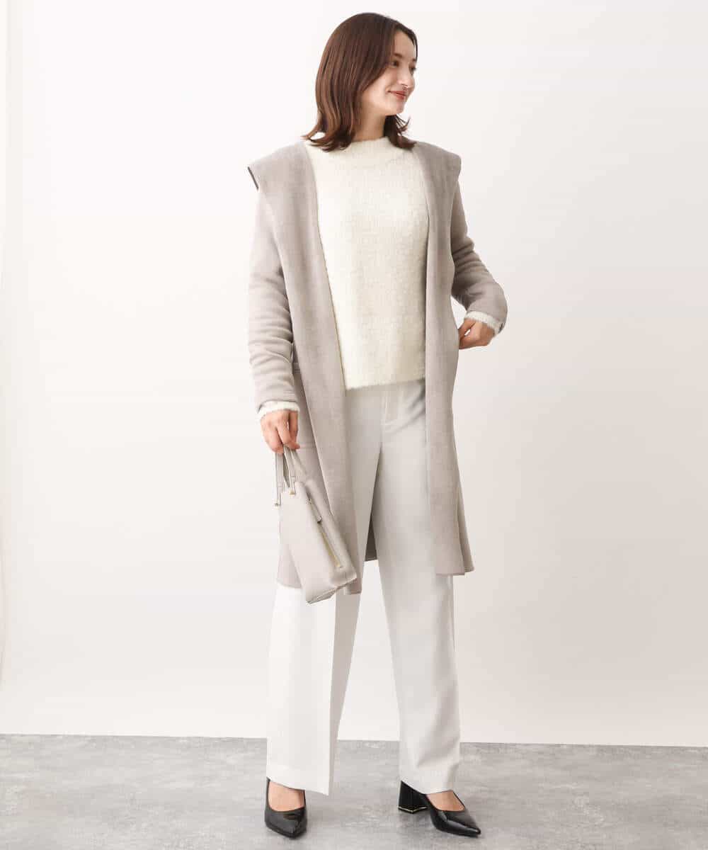 FKLAV46160 MK MICHEL KLEIN(MK ミッシェルクラン) パウダーツイルストレッチワイドパンツ/洗える モカ