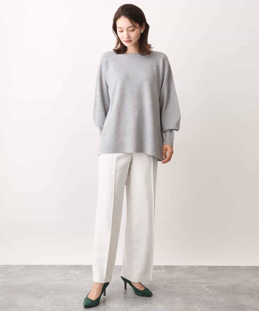 FKLAV46160 MK MICHEL KLEIN(MK ミッシェルクラン) パウダーツイルストレッチワイドパンツ/洗える モカ