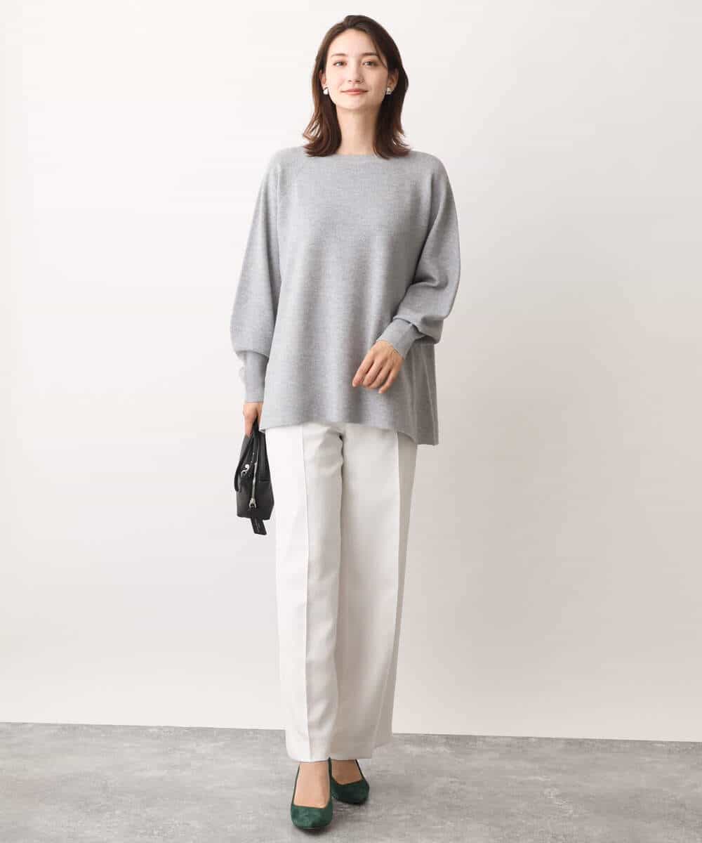 FKLAV46160 MK MICHEL KLEIN(MK ミッシェルクラン) パウダーツイルストレッチワイドパンツ/洗える モカ