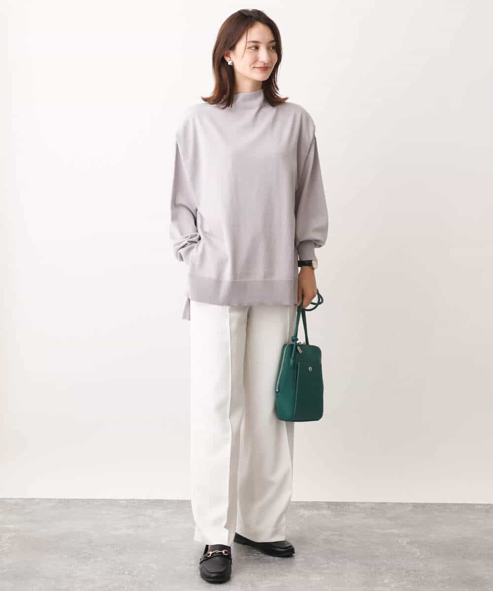 FKLAV46160 MK MICHEL KLEIN(MK ミッシェルクラン) パウダーツイルストレッチワイドパンツ/洗える モカ