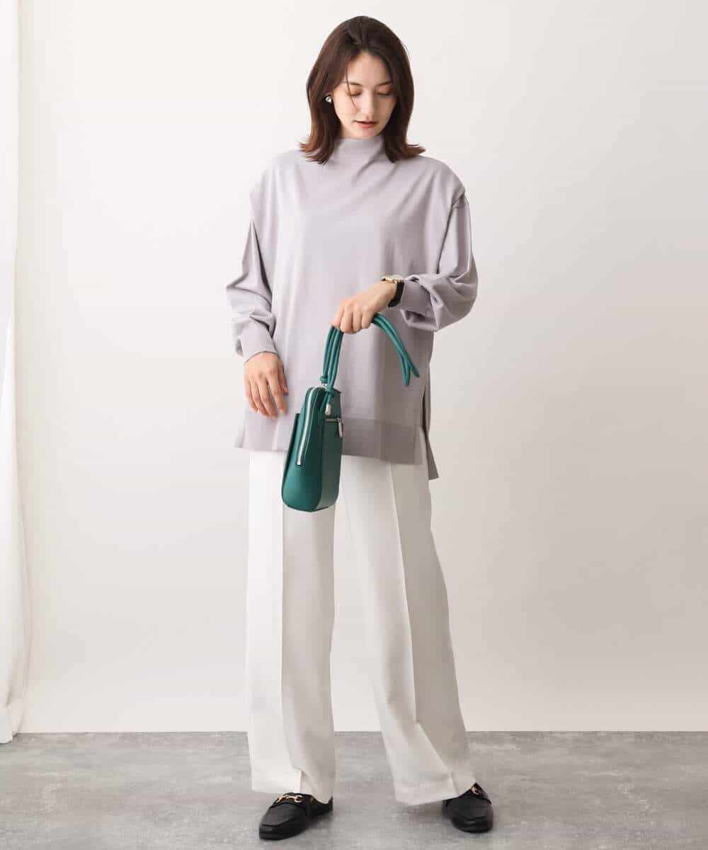 FKLAV46160 MK MICHEL KLEIN(MK ミッシェルクラン) パウダーツイルストレッチワイドパンツ/洗える モカ