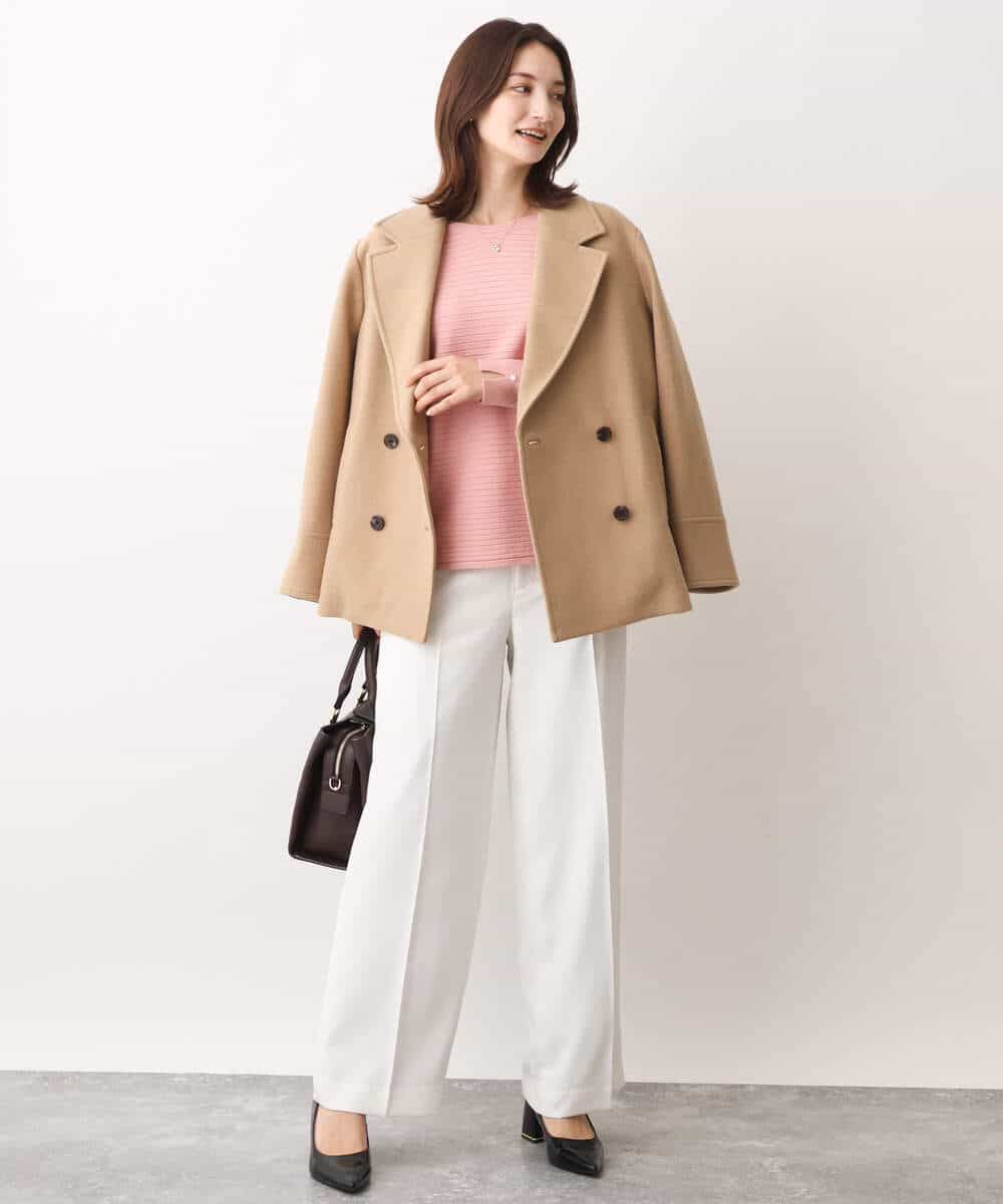 FKLAV46160 MK MICHEL KLEIN(MK ミッシェルクラン) パウダーツイルストレッチワイドパンツ/洗える モカ