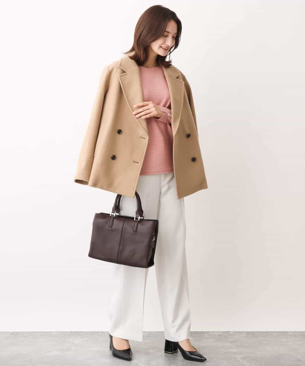FKLAV46160 MK MICHEL KLEIN(MK ミッシェルクラン) パウダーツイルストレッチワイドパンツ/洗える モカ