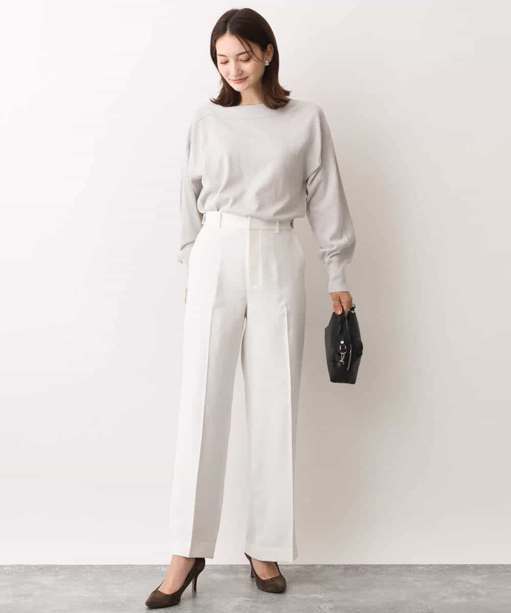 FKLAV46160 MK MICHEL KLEIN(MK ミッシェルクラン) パウダーツイルストレッチワイドパンツ/洗える モカ