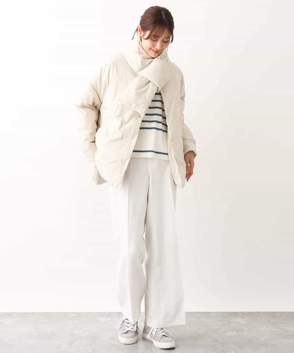 FKLAV46160 MK MICHEL KLEIN(MK ミッシェルクラン) パウダーツイルストレッチワイドパンツ/洗える モカ