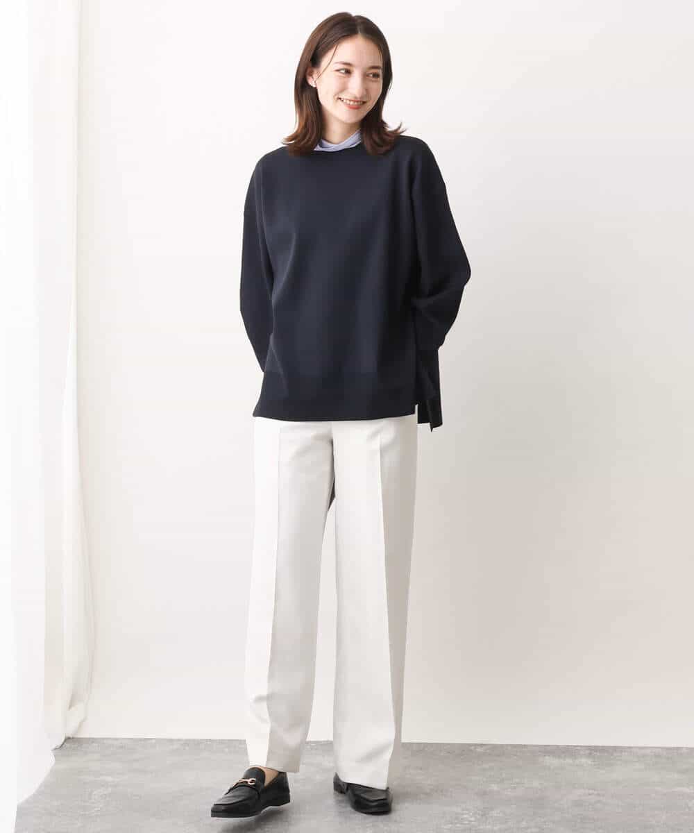 FKLAV46160 MK MICHEL KLEIN(MK ミッシェルクラン) パウダーツイルストレッチワイドパンツ/洗える モカ