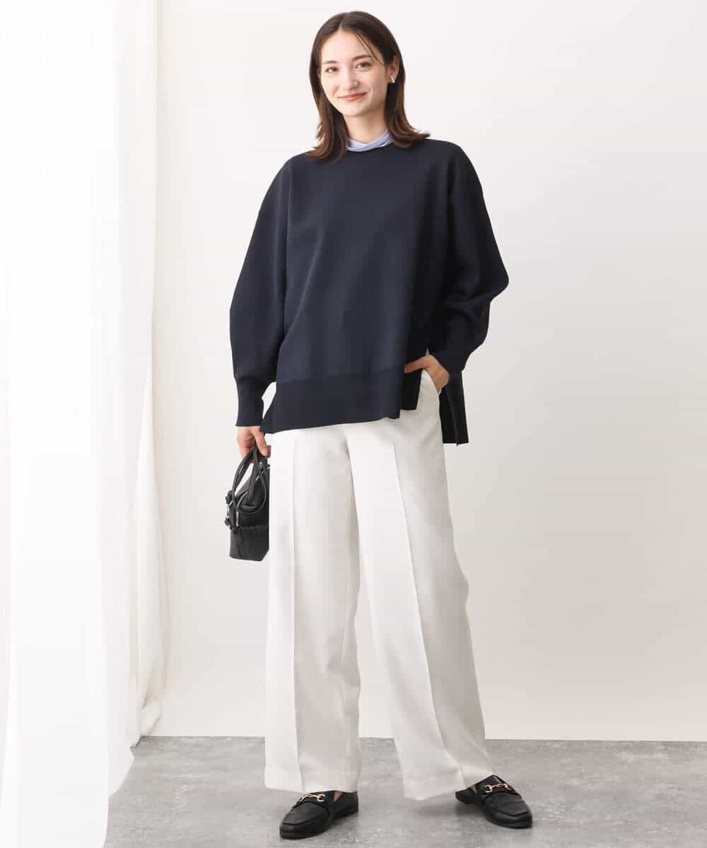FKLAV46160 MK MICHEL KLEIN(MK ミッシェルクラン) パウダーツイルストレッチワイドパンツ/洗える モカ