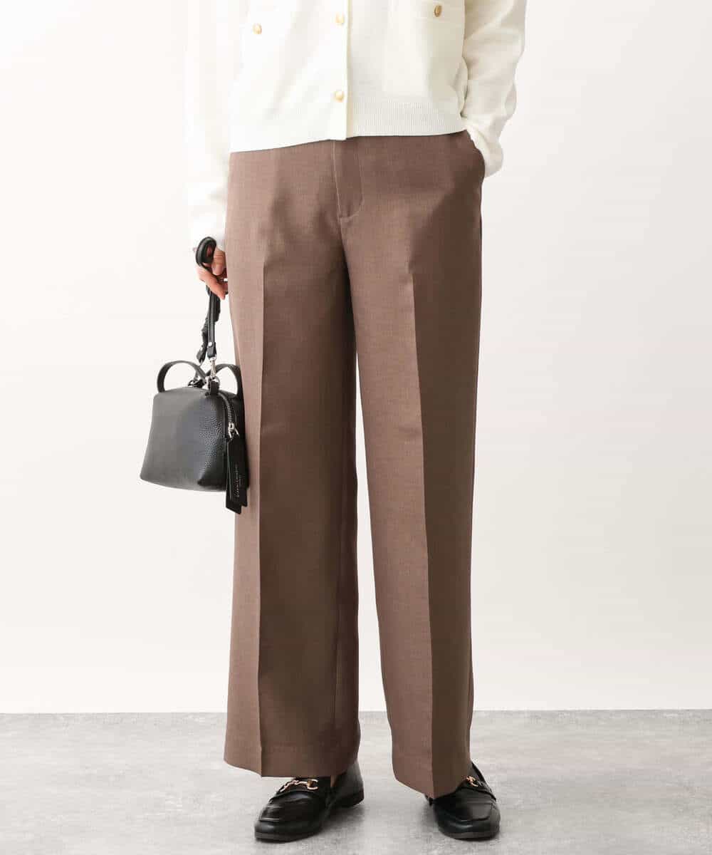 FKLAV46160 MK MICHEL KLEIN(MK ミッシェルクラン) パウダーツイルストレッチワイドパンツ/洗える モカ