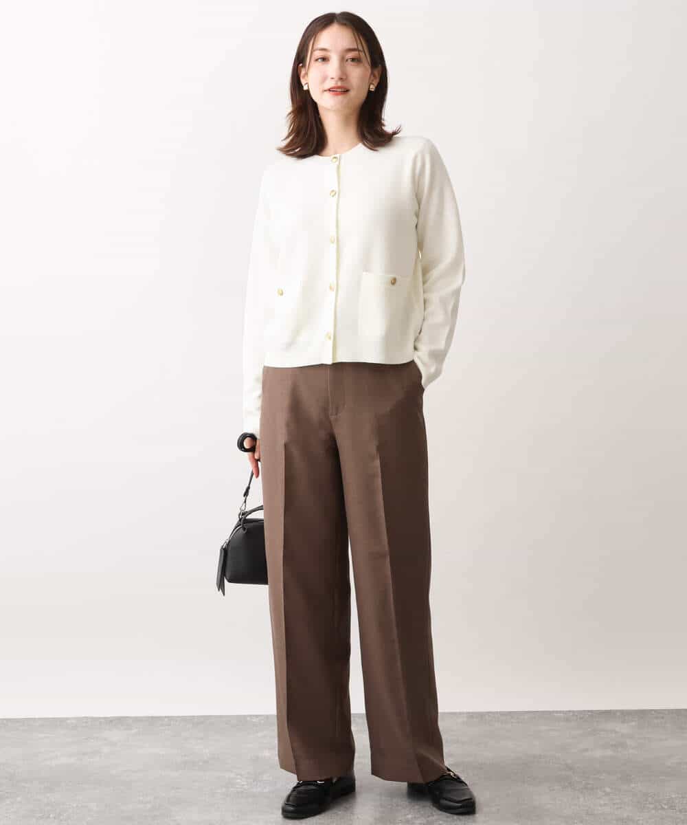 FKLAV46160 MK MICHEL KLEIN(MK ミッシェルクラン) パウダーツイルストレッチワイドパンツ/洗える モカ