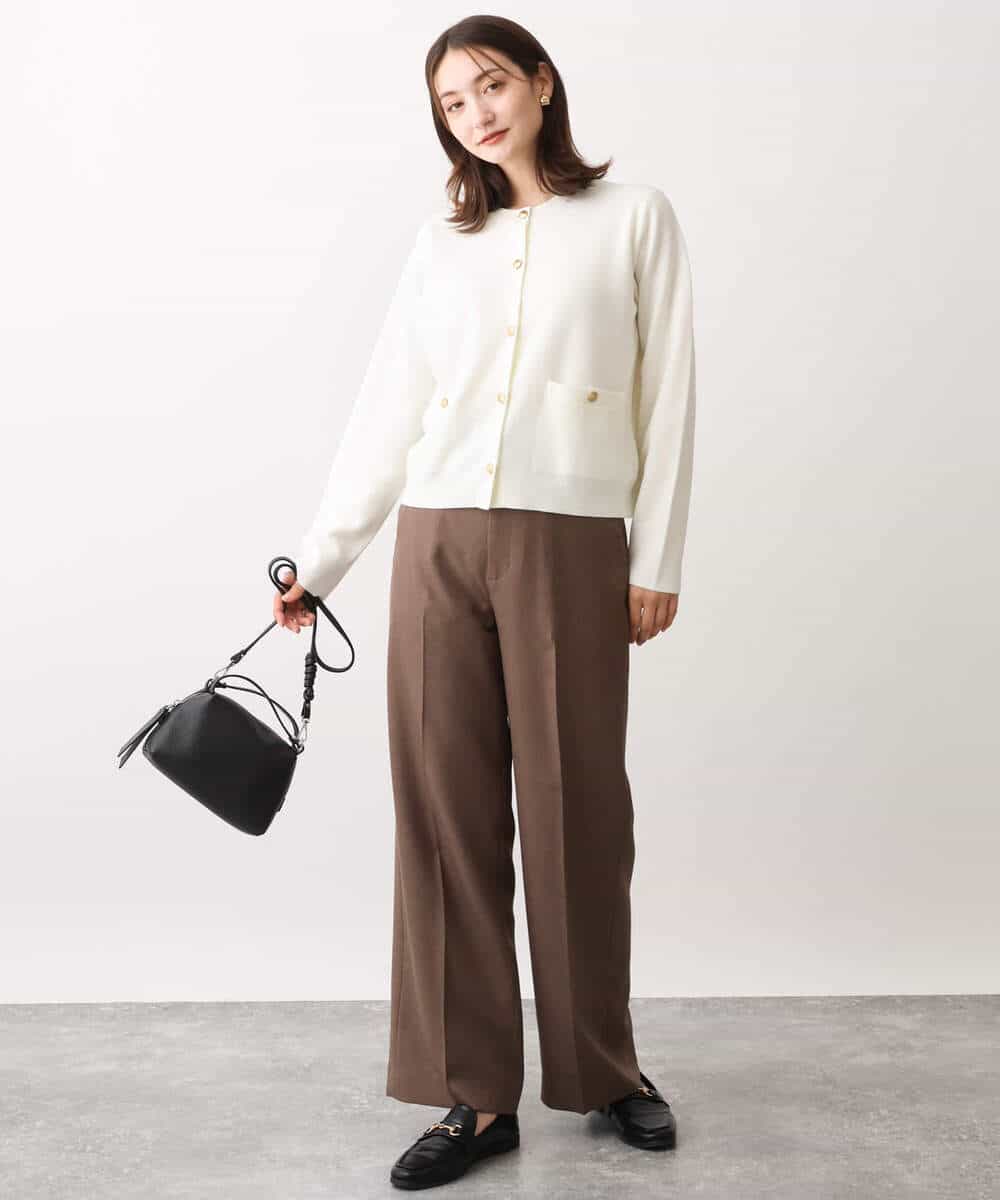 FKLAV46160 MK MICHEL KLEIN(MK ミッシェルクラン) パウダーツイルストレッチワイドパンツ/洗える モカ