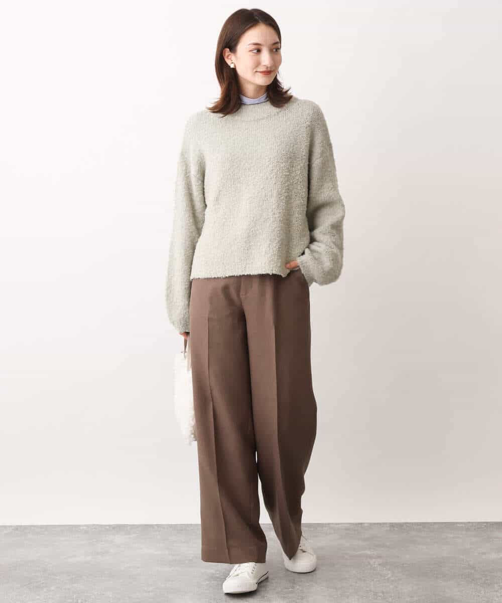 FKLAV46160 MK MICHEL KLEIN(MK ミッシェルクラン) パウダーツイルストレッチワイドパンツ/洗える モカ