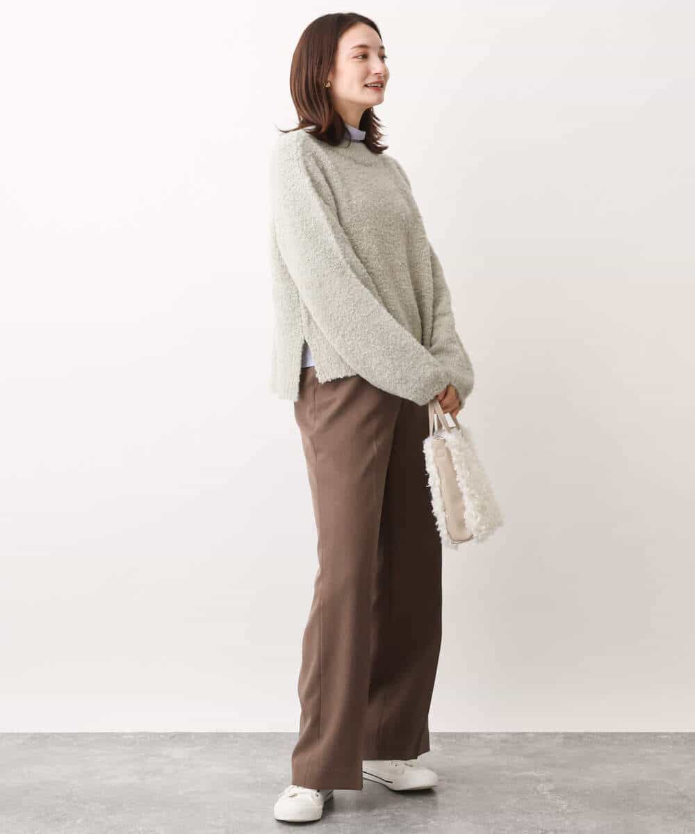 FKLAV46160 MK MICHEL KLEIN(MK ミッシェルクラン) パウダーツイルストレッチワイドパンツ/洗える モカ