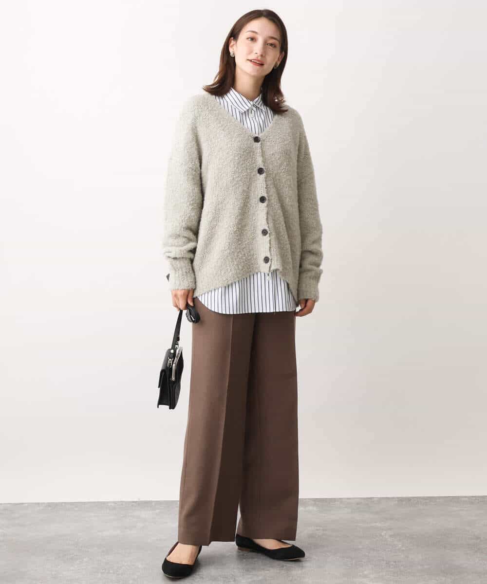 FKLAV46160 MK MICHEL KLEIN(MK ミッシェルクラン) パウダーツイルストレッチワイドパンツ/洗える モカ