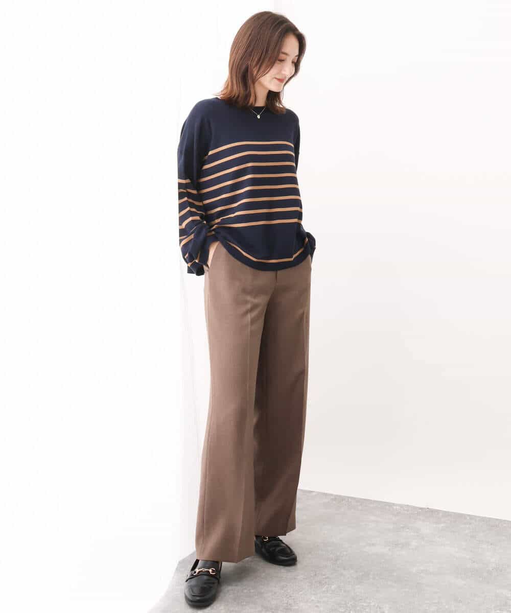 FKLAV46160 MK MICHEL KLEIN(MK ミッシェルクラン) パウダーツイルストレッチワイドパンツ/洗える モカ