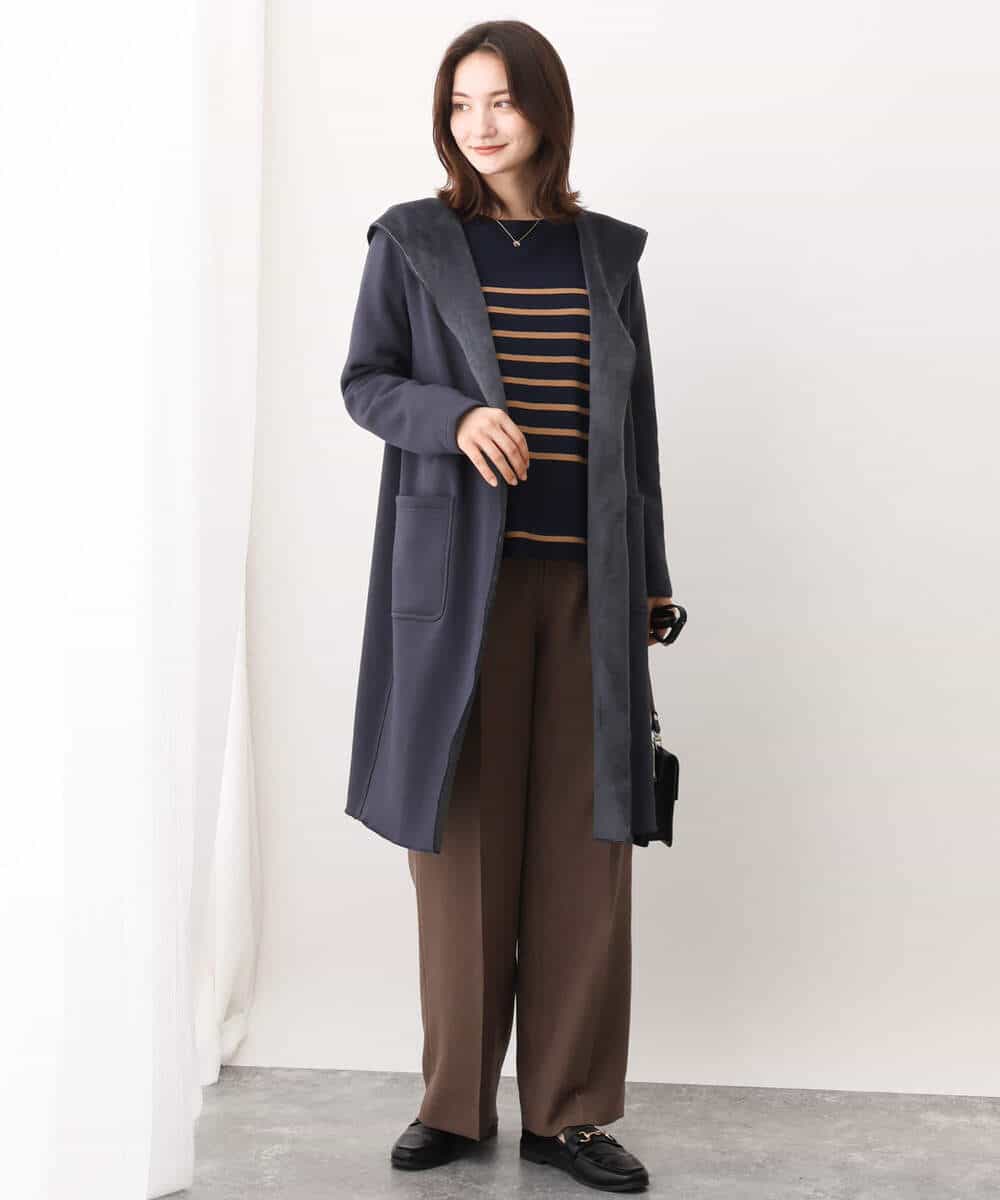 FKLAV46160 MK MICHEL KLEIN(MK ミッシェルクラン) パウダーツイルストレッチワイドパンツ/洗える モカ