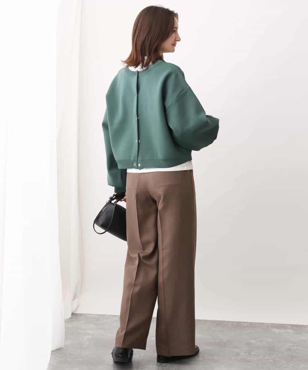 FKLAV46160 MK MICHEL KLEIN(MK ミッシェルクラン) パウダーツイルストレッチワイドパンツ/洗える モカ