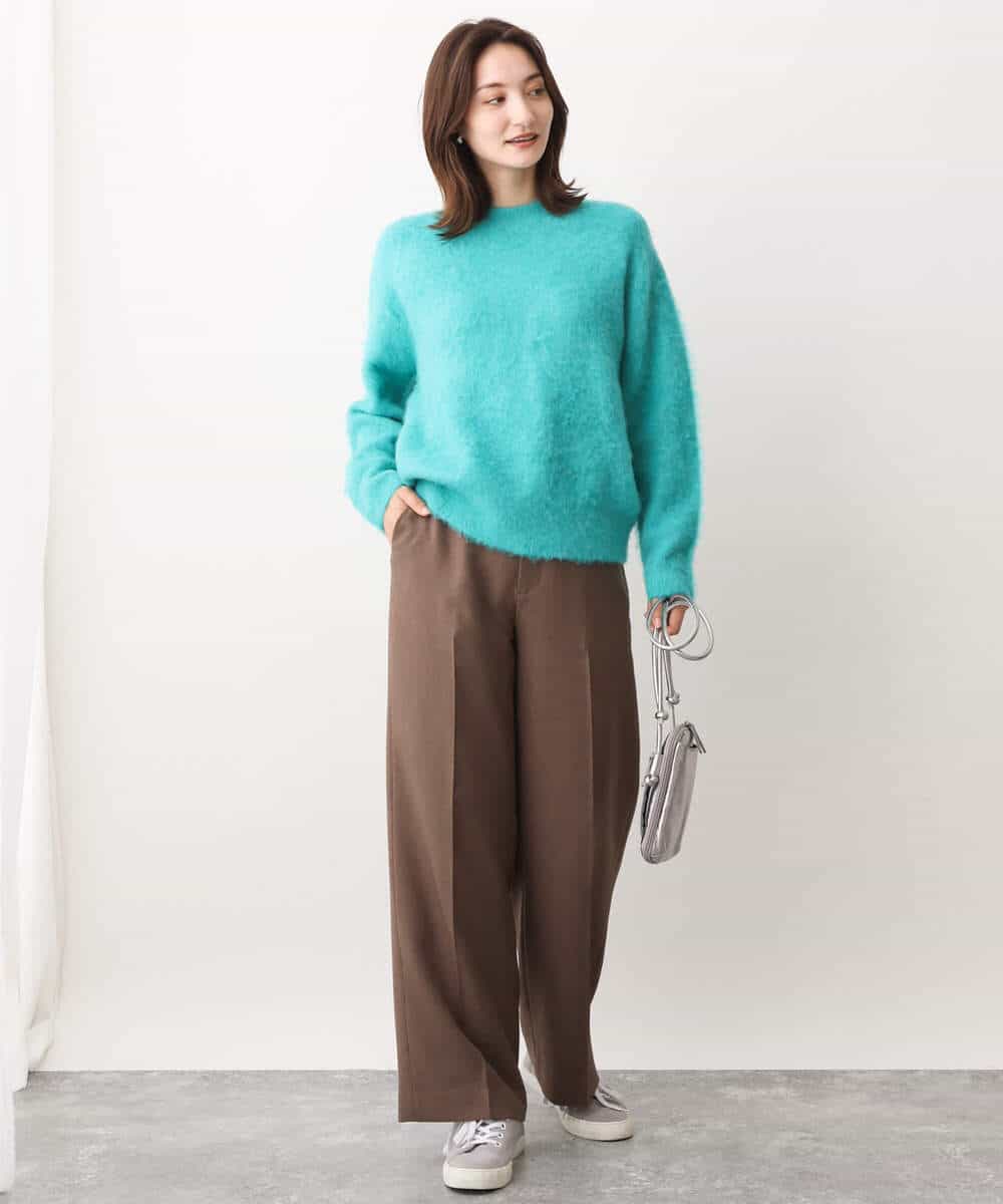 FKLAV46160 MK MICHEL KLEIN(MK ミッシェルクラン) パウダーツイルストレッチワイドパンツ/洗える モカ