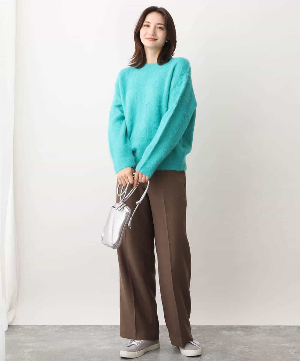 FKLAV46160 MK MICHEL KLEIN(MK ミッシェルクラン) パウダーツイルストレッチワイドパンツ/洗える モカ