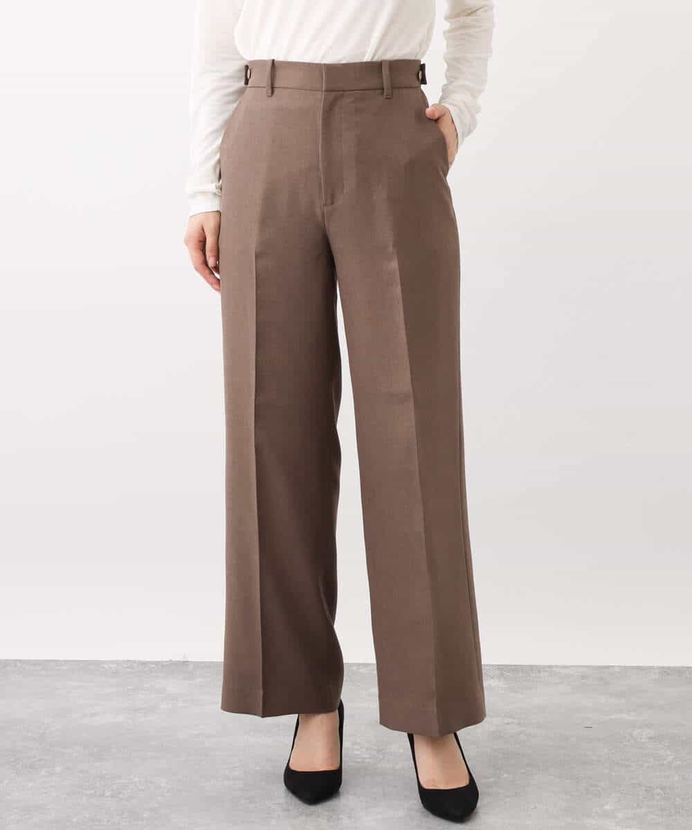 FKLAV46160 MK MICHEL KLEIN(MK ミッシェルクラン) パウダーツイルストレッチワイドパンツ/洗える モカ