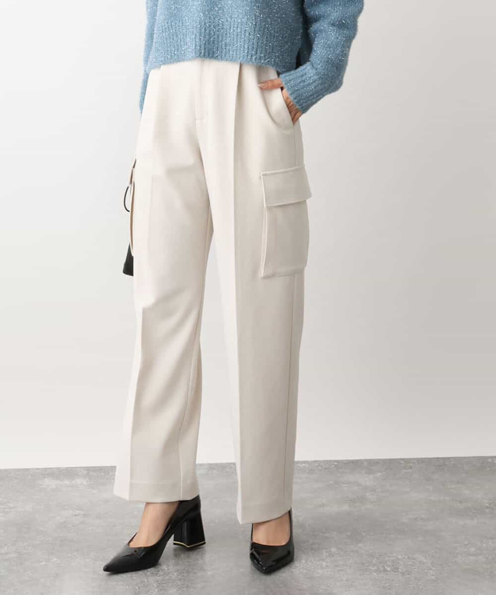 FKLAV52150 MK MICHEL KLEIN(MK ミッシェルクラン) ハイストレッチワイドカーゴパンツ/洗える アイボリー