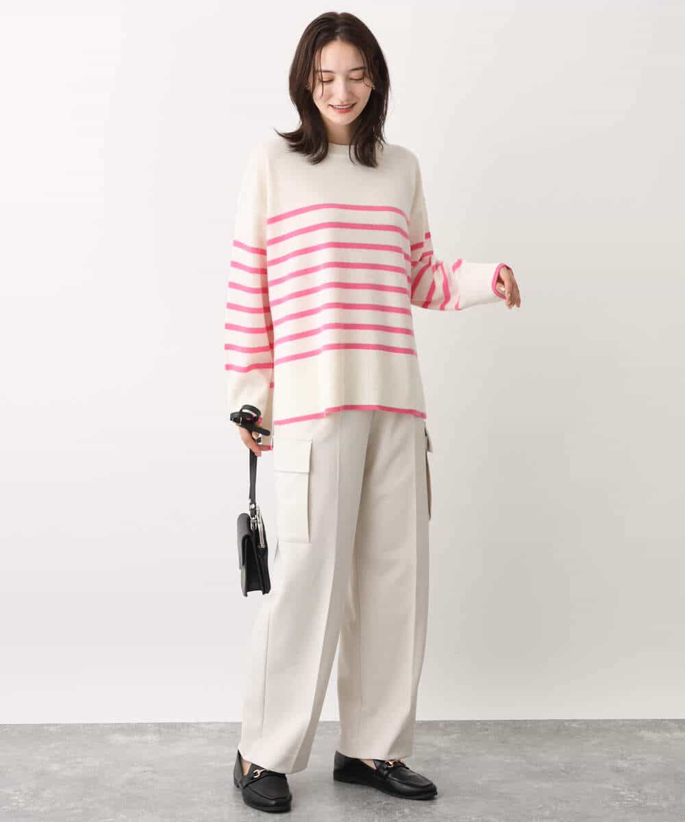 FKLAV52150 MK MICHEL KLEIN(MK ミッシェルクラン) ハイストレッチワイドカーゴパンツ/洗える ブラック