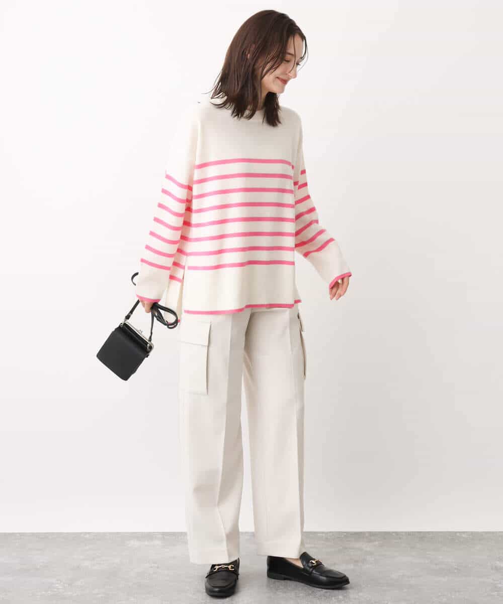 FKLAV52150 MK MICHEL KLEIN(MK ミッシェルクラン) ハイストレッチワイドカーゴパンツ/洗える ブラック