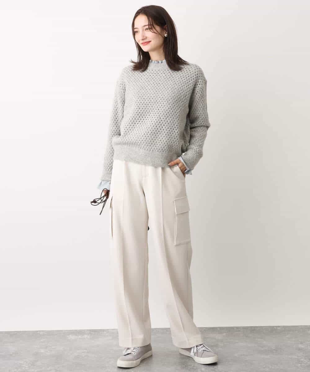 FKLAV52150 MK MICHEL KLEIN(MK ミッシェルクラン) ハイストレッチワイドカーゴパンツ/洗える ブラック
