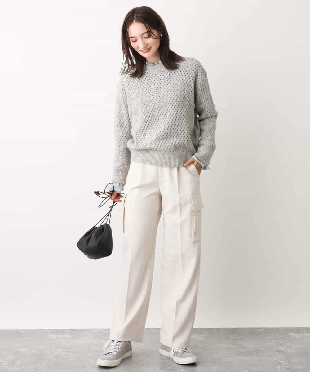 FKLAV52150 MK MICHEL KLEIN(MK ミッシェルクラン) ハイストレッチワイドカーゴパンツ/洗える ブラック