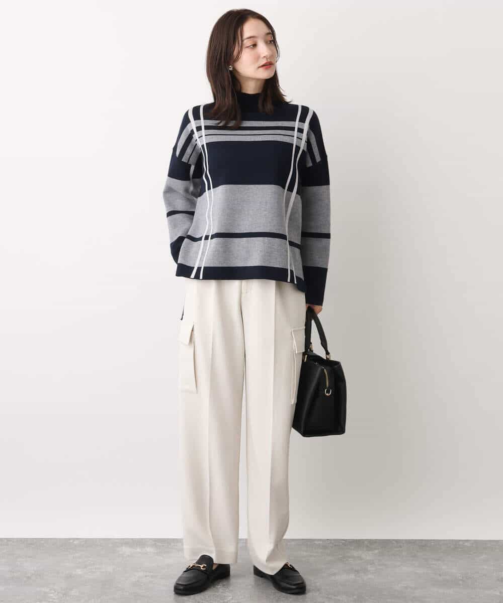 FKLAV52150 MK MICHEL KLEIN(MK ミッシェルクラン) ハイストレッチワイドカーゴパンツ/洗える ブラック