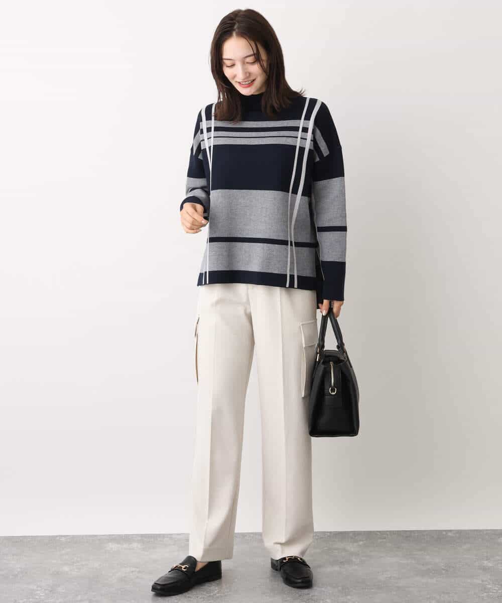 FKLAV52150 MK MICHEL KLEIN(MK ミッシェルクラン) ハイストレッチワイドカーゴパンツ/洗える ブラック