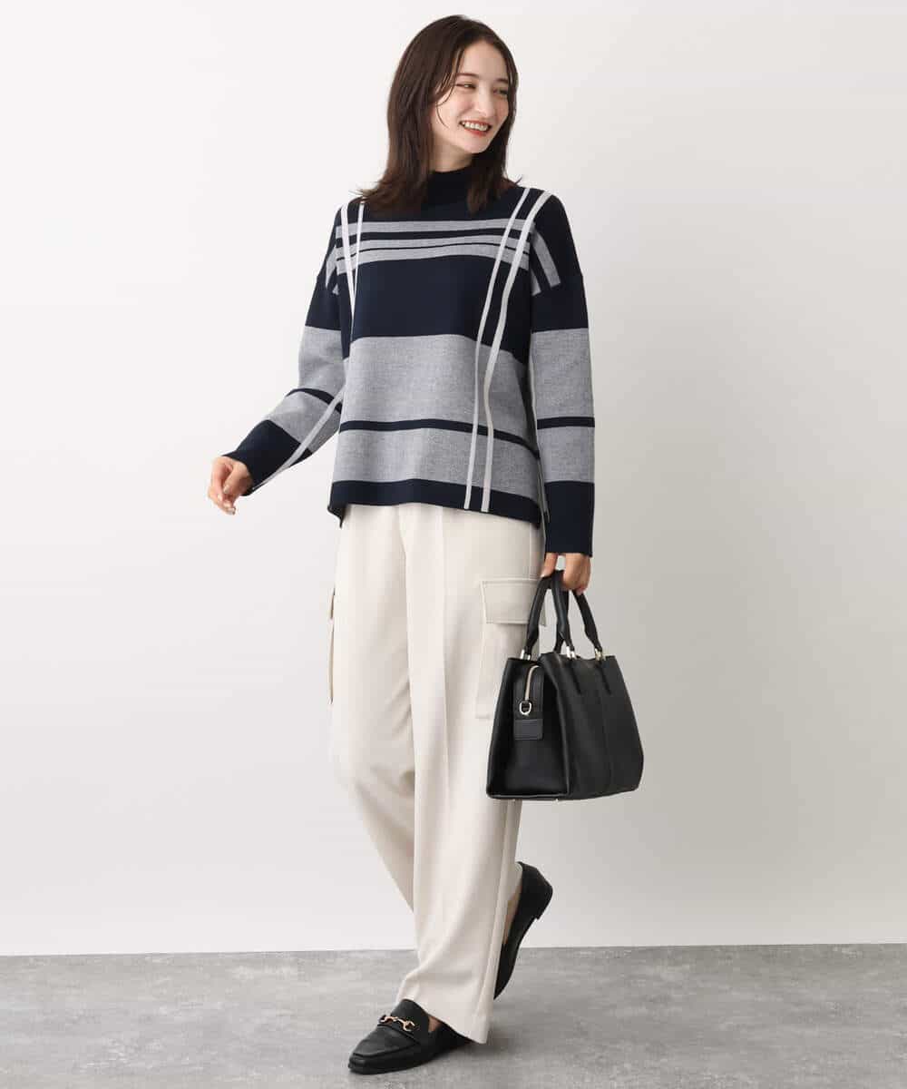 FKLAV52150 MK MICHEL KLEIN(MK ミッシェルクラン) ハイストレッチワイドカーゴパンツ/洗える ブラック