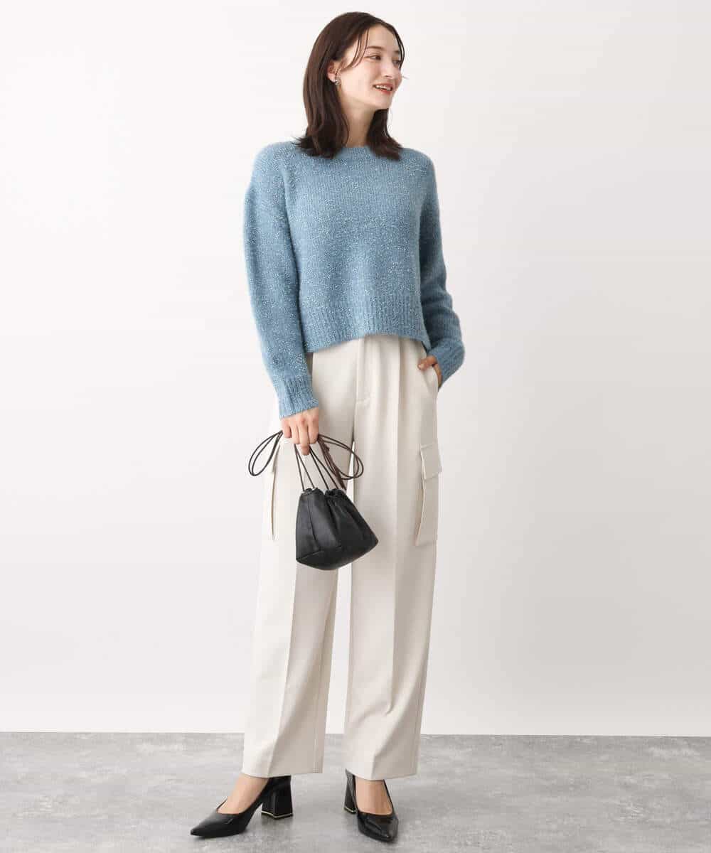 FKLAV52150 MK MICHEL KLEIN(MK ミッシェルクラン) ハイストレッチワイドカーゴパンツ/洗える ブラック