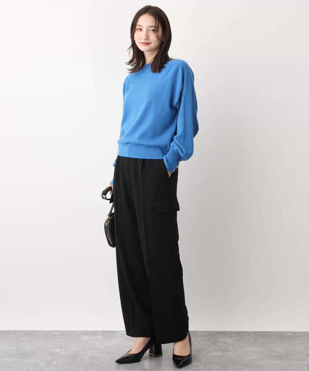 FKLAV52150 MK MICHEL KLEIN(MK ミッシェルクラン) ハイストレッチワイドカーゴパンツ/洗える ブラック
